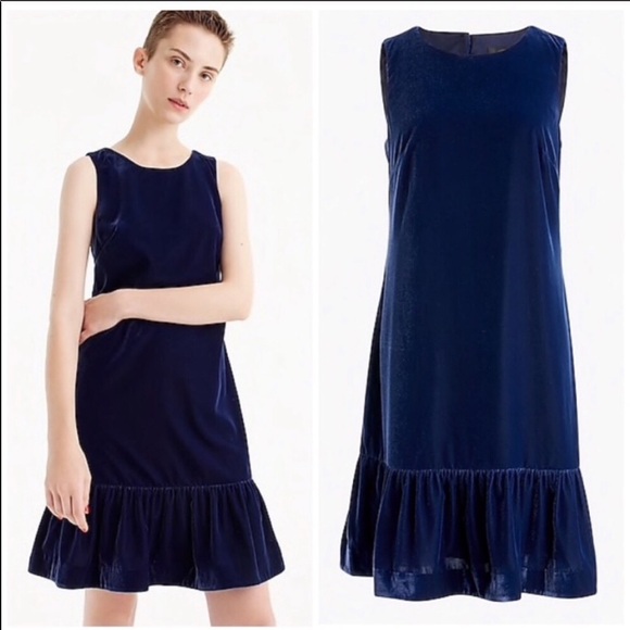 J.Crew Velvet Ruffle Hem Dress **Sold Out** - Picture 1 of 5